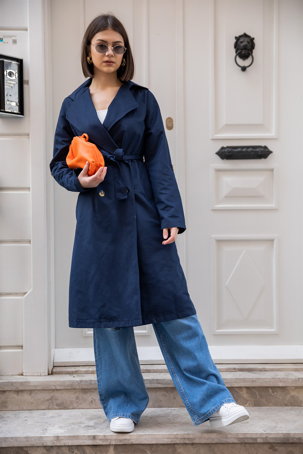 Marine blau Trenchcoats