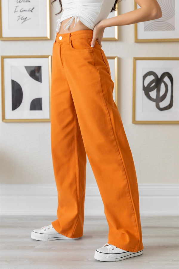 Rise Loose Jeans - TURUNCU