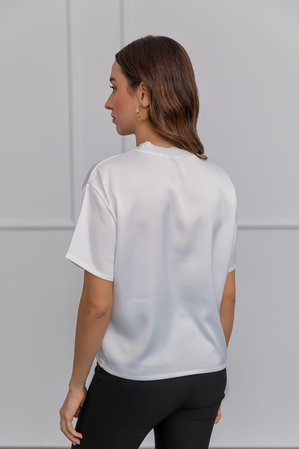 Saten T-Shirt - BEYAZ
