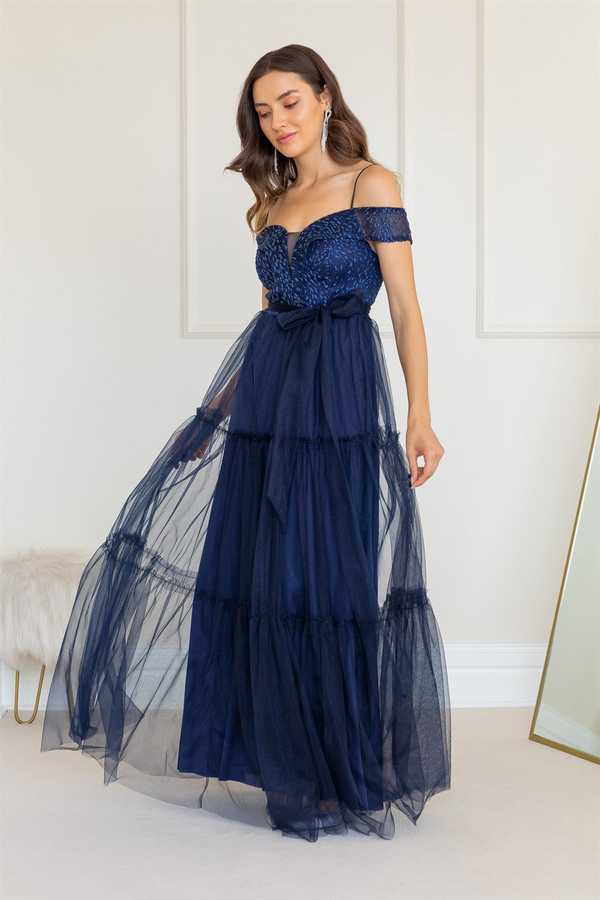 Bleu marine Robes de Soirée