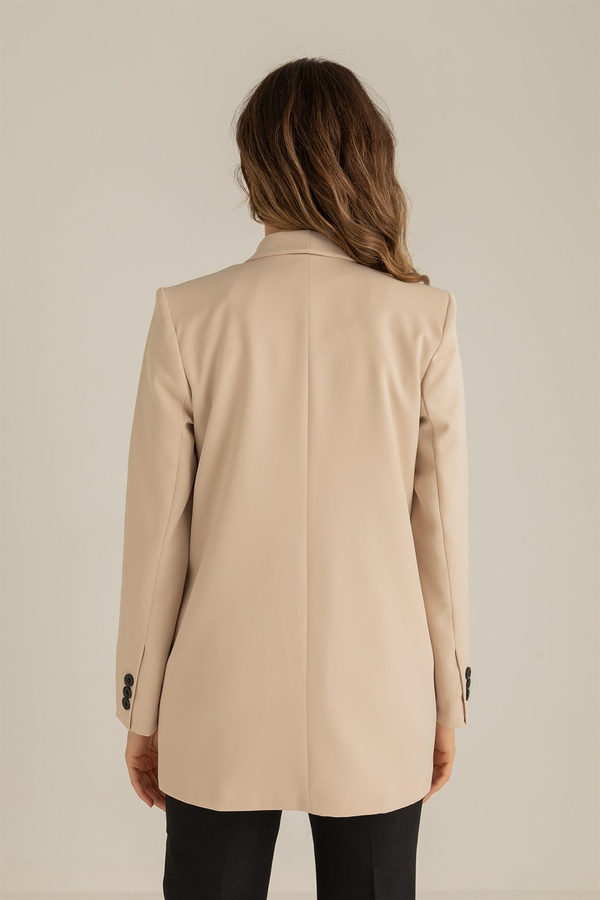 Siyah Düğmeli Blazer Ceket - BEJ
