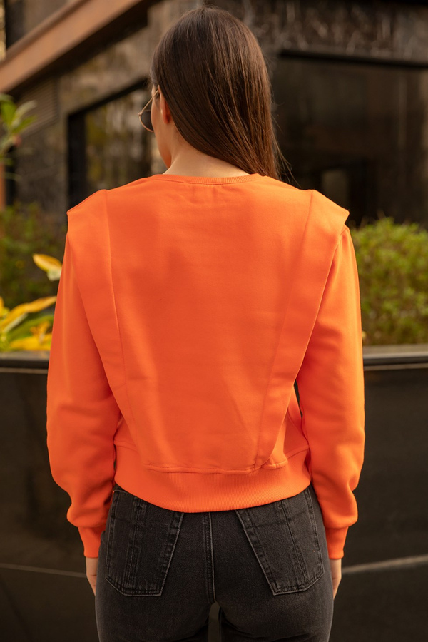Slogan Nakışlı Sweat - TURUNCU