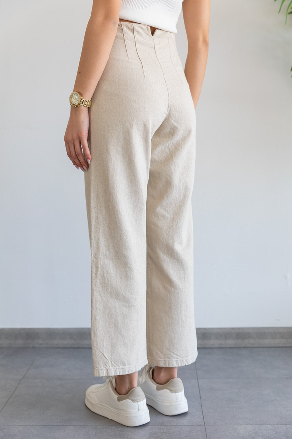Straight Keten Pantolon - TAŞ