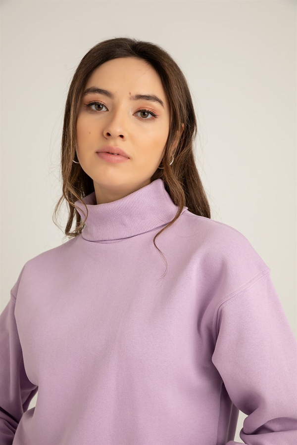 Tam Balıkçı Sweatshirt - LİLA