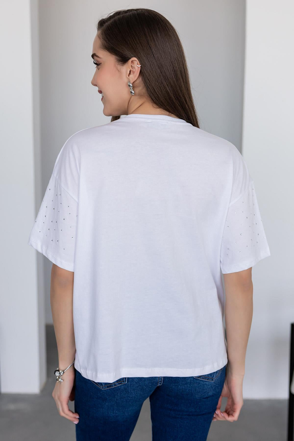 Taş Baskılı T-Shirt - BEYAZ