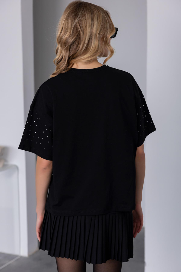 Taş Baskılı T-Shirt - SİYAH