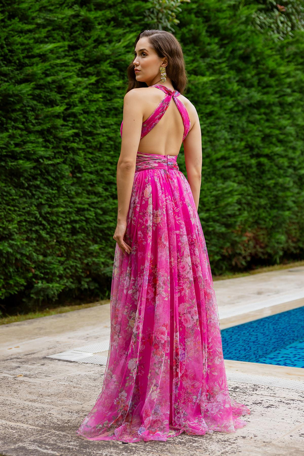 Tasarım Tül Abiye - PEMBE