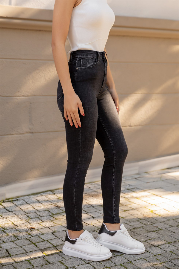 Taşlanmış Skinny Jean - SİYAH