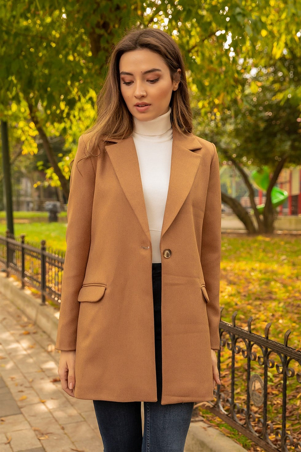 Tek Düğmeli Blazer - CAMEL