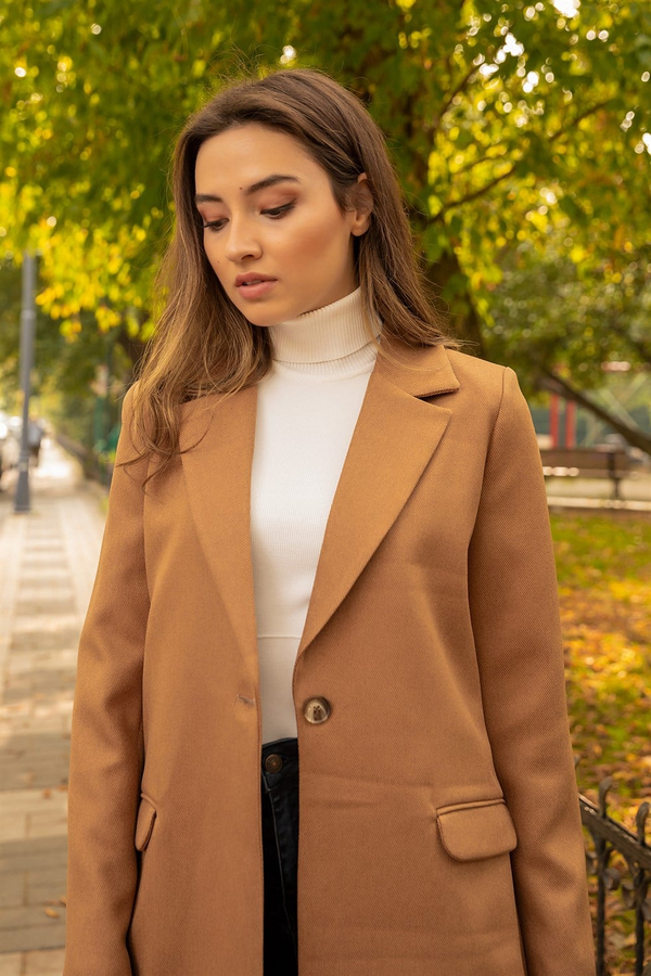 Tek Düğmeli Blazer - CAMEL