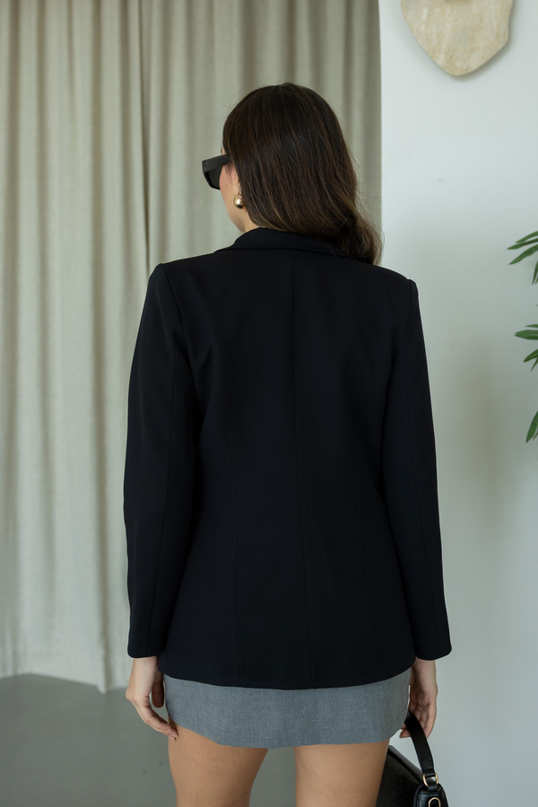 Tek Düğmeli Klasik Blazer Ceket - SİYAH