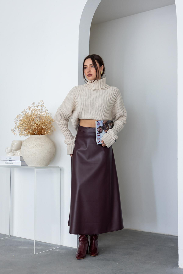 Uzun Deri Etek - BORDO