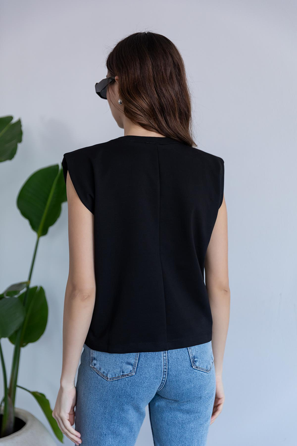 Vatkalı Tasarım T-Shirt - SİYAH