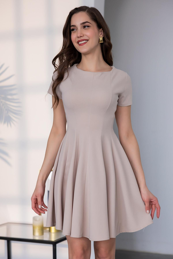 Volanlı Mini Elbise - KREM