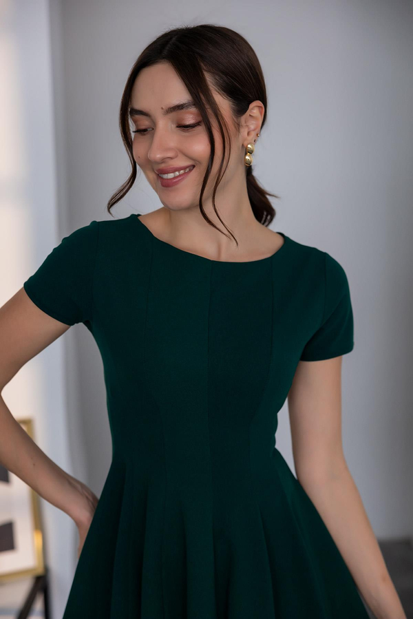Volanlı Mini Elbise - ZÜMRÜT YEŞİL
