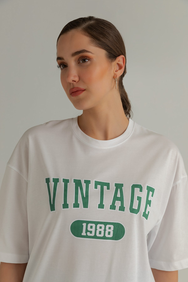 Yazılı Basic T-Shirt - BEYAZ