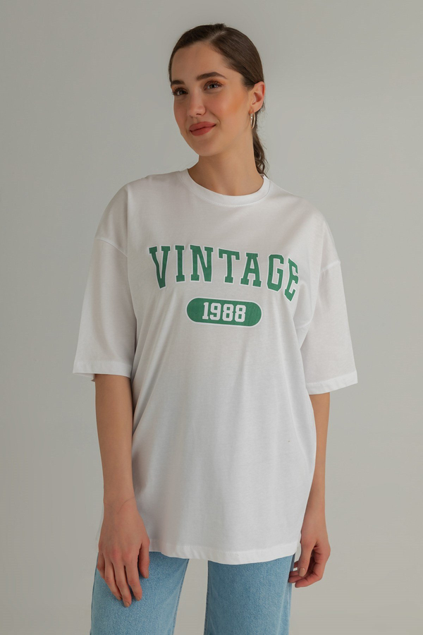 Yazılı Basic T-Shirt - BEYAZ
