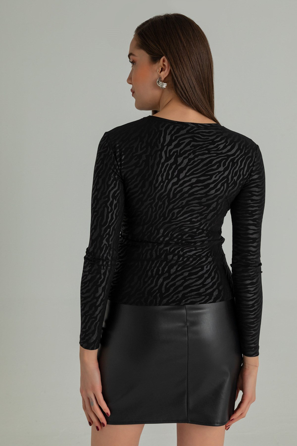 Zebra Desen Bluz - SİYAH