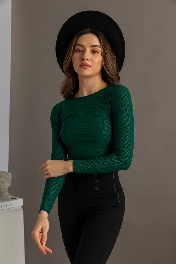 Zebra Desen Bluz - YEŞİL