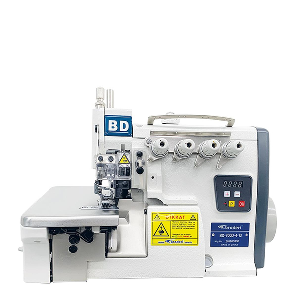 Broderi BD-700D-4-13 merdaneli lastik vericili direct drive overlok makinesi ana gövde görünümü