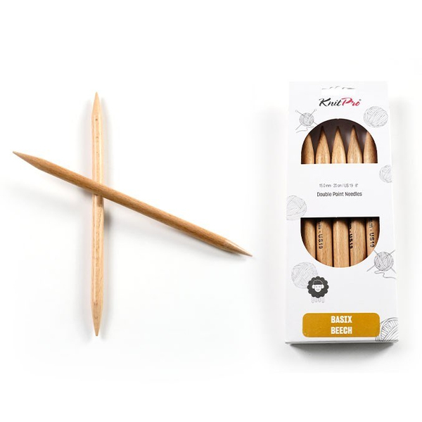 KnitPro | Çift Uçlu | Örgü Şişi | Basix Kayın Ağacı | 20cm | 15.mm | Double Point | Knitting Needles | Basix Beech | 35128 | ana hero görseli