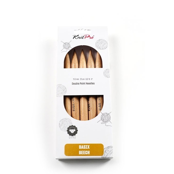 KnitPro | Çift Uçlu | Örgü Şişi | Basix Kayın Ağacı | 20cm | 15.mm | Double Point | Knitting Needles | Basix Beech | 35128 | galeri görseli 4