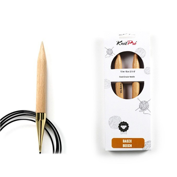 Knitpro | Basix | Ahşap | Sabit Misinali Sisler | Beech Fixed C.N | 150cm | 15.00mm | 35369 | ana hero görseli