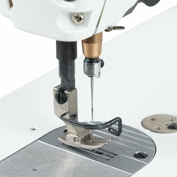 Juki DDL-9000CF baskı ayağı ve iğne plakası yakın çekim