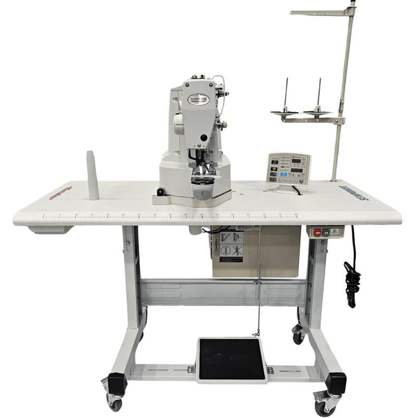 FDMSTAR Sewpower Sp-430D-02 Elektronik Punteriz Makinesi | Brother Model Tabla, çardak, panel ve ayak takımıyla komple sistem görünümü.