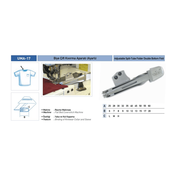 FDM Uma-17 Ayarlı Reçme Çift Kıvırma Aparatı 40x12 mm uygulama ve ölçü görseli 2