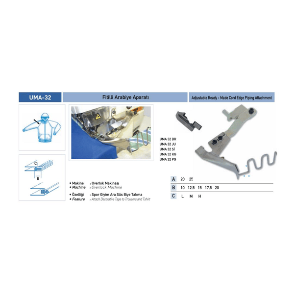 FDM Uma-32 Overlok Fitilli Arabiye Aparatı 40x20 mm ürün detay görseli 2