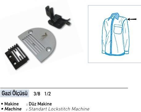 FDM | Uma-358 | Kol Üstü Çıma Vurma Seti | 9,5 mm | Tüm Sanayi Tipi Düz Makinelerde Kullanılır uygulama ve ölçü görseli 2