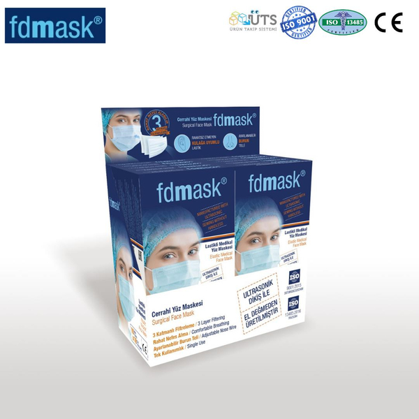 Fdmask 3 Katlı Maske Telli Full Ultrasonik 100 Adet (10 Paket) ana ürün görseli