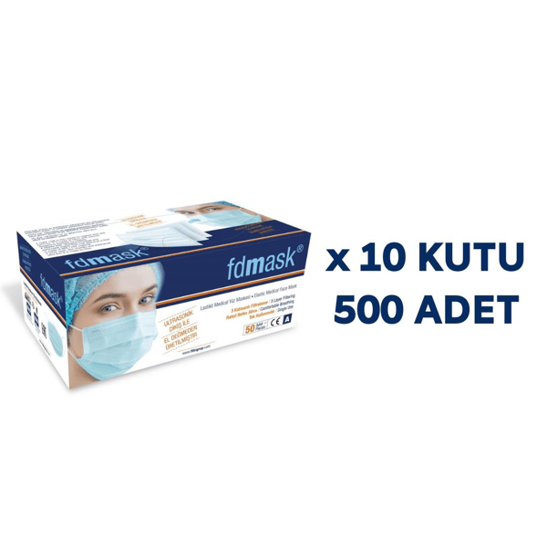 Fdmask 3 Katlı Telli Cerrahi Maske 50 li x 10 Kutu 500 Adet ana ürün görseli