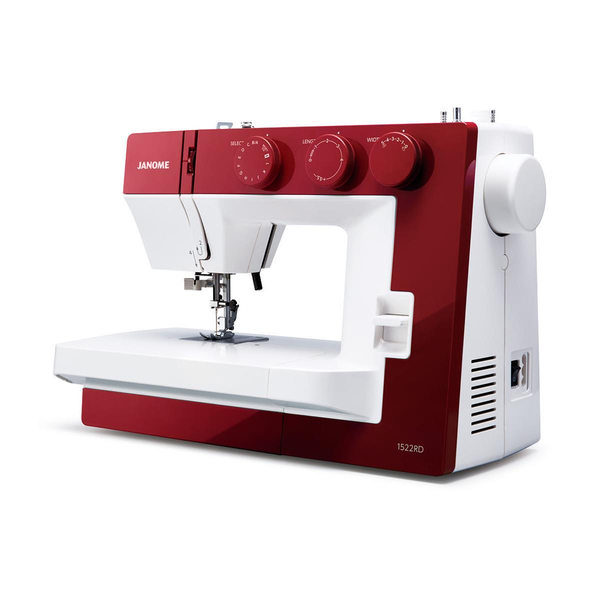 Janome 1522RD Kırmızı mekanik kontrol ve gövde görünümü