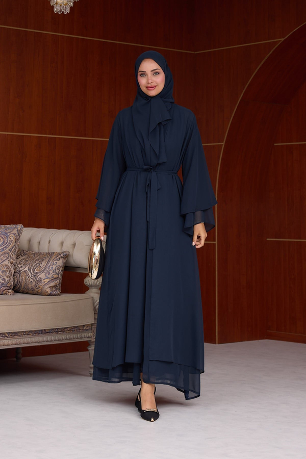 3lü Eslem Tasarım Abaya Takım ( Abaya-Şal-İçlik ) - Lacivert