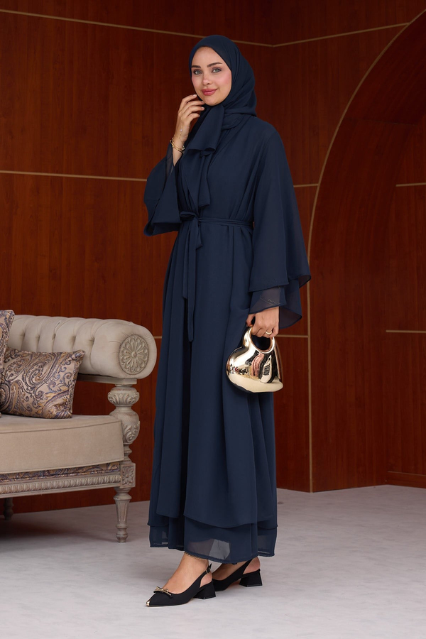 3lü Eslem Tasarım Abaya Takım ( Abaya-Şal-İçlik ) - Lacivert