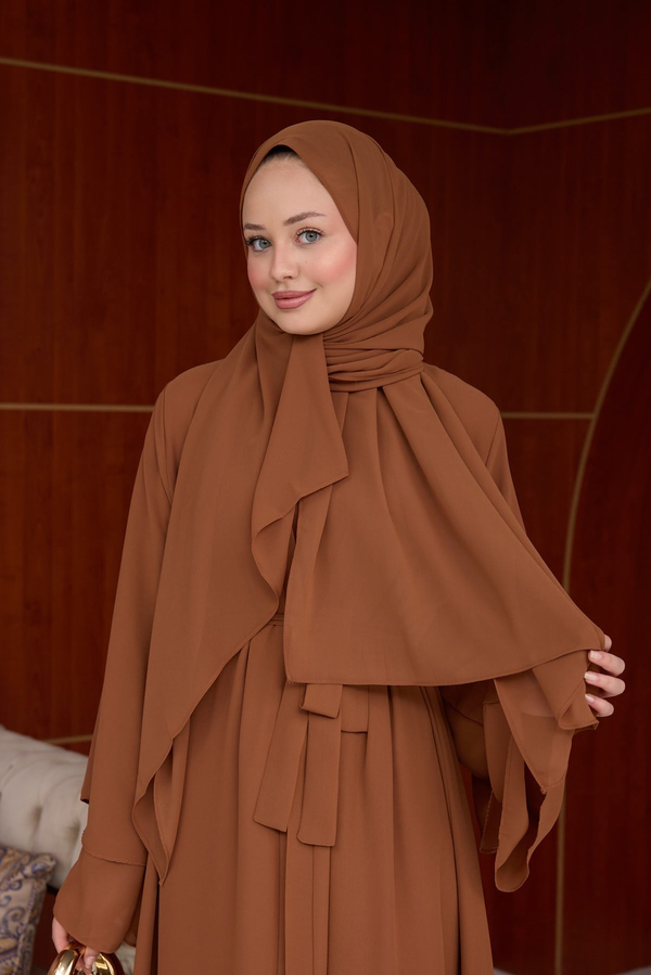 3lü Eslem Tasarım Abaya Takım ( Abaya-Şal-İçlik ) - Kiremit