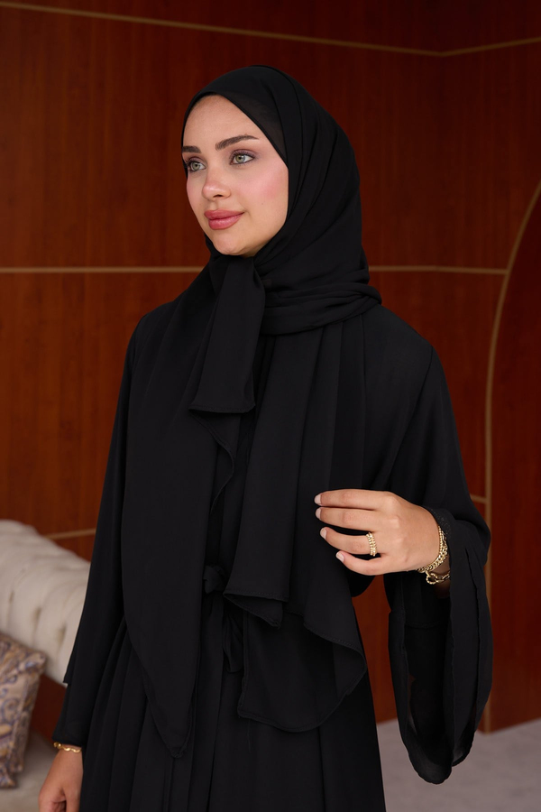 3lü Eslem Tasarım Abaya Takım ( Abaya-Şal-İçlik ) - Siyah