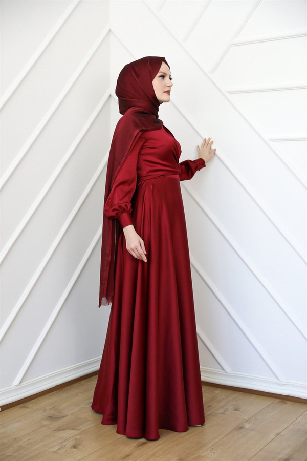 Bensu Kobe Fabric Evening Dress - Claret Red