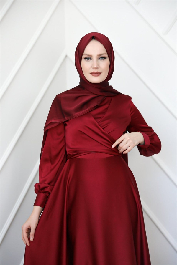 Bensu Kobe Fabric Evening Dress - Claret Red