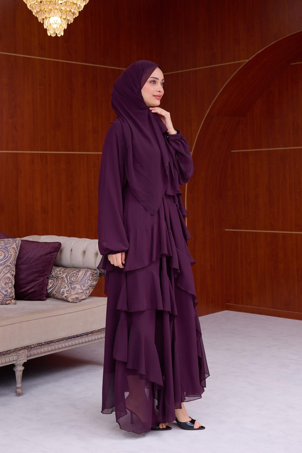 Damla Şifon Abiye - Mürdüm