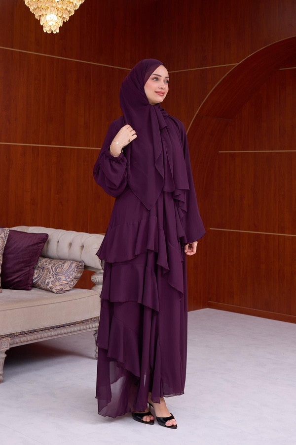 Damla Şifon Abiye - Mürdüm