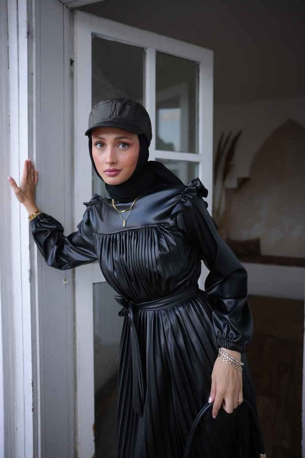 Deri Şapka - Siyah