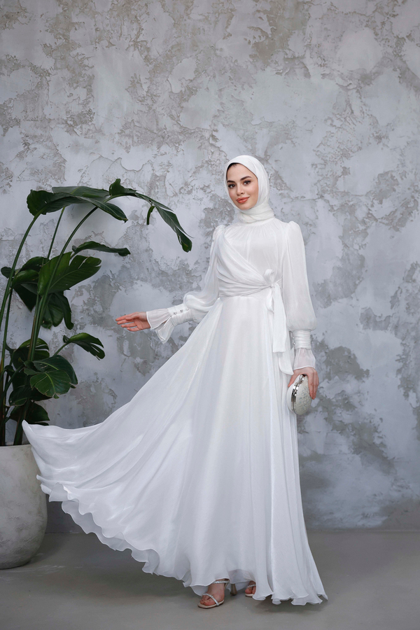 Elif Işıltı Abiye - Beyaz