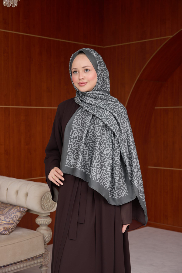 Esinti Tasarım Baskı Şal ( 70 X 190 ) cm - Antrasit