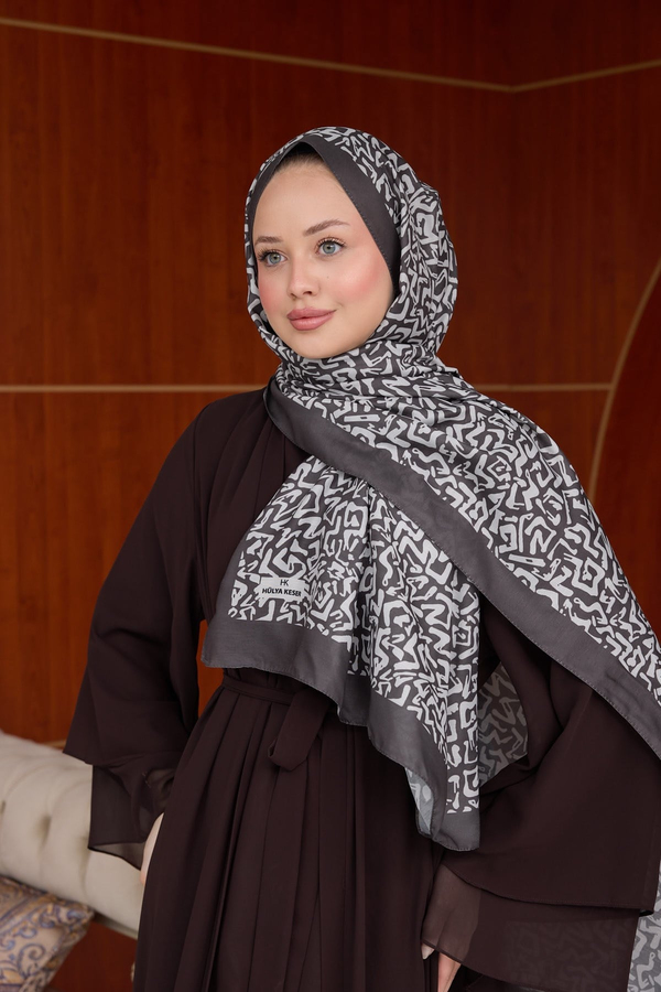 Esinti Tasarım Baskı Şal ( 70 X 190 ) cm - Kahverengi