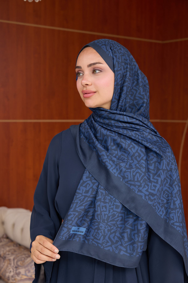 Esinti Tasarım Baskı Şal ( 70 X 190 ) cm - Lacivert
