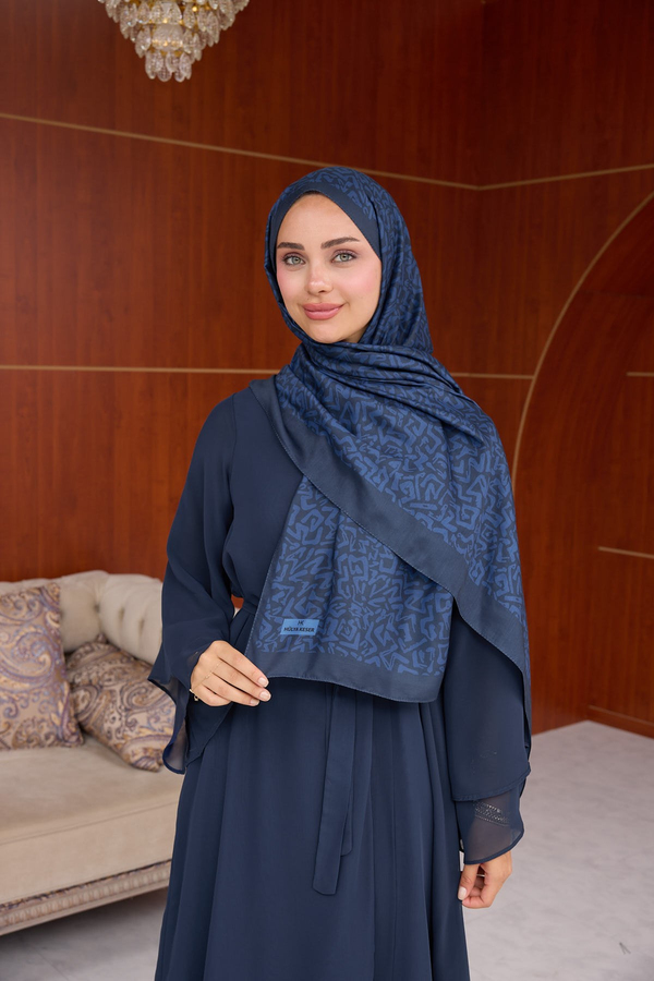 Esinti Tasarım Baskı Şal ( 70 X 190 ) cm - Lacivert