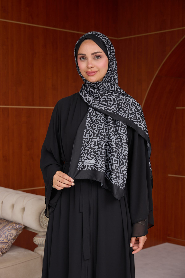 Esinti Tasarım Baskı Şal ( 70 X 190 ) cm - Siyah